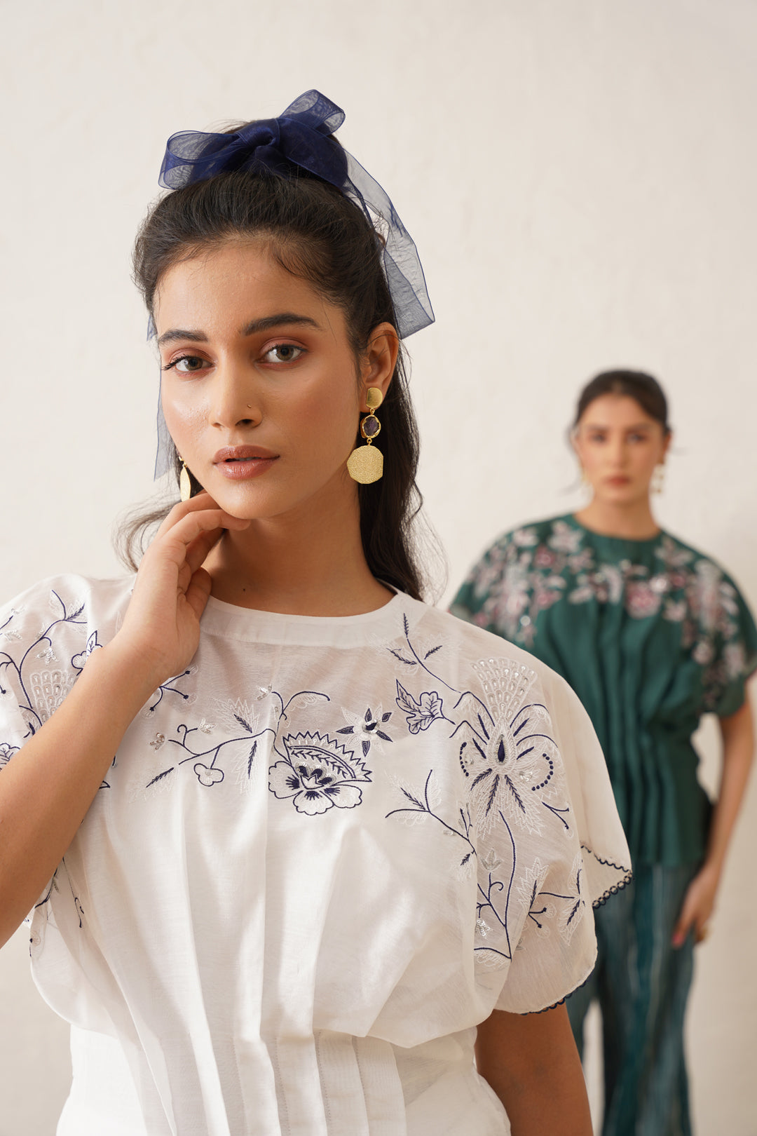 Hand Embroidered Chanderi Co-ord Set