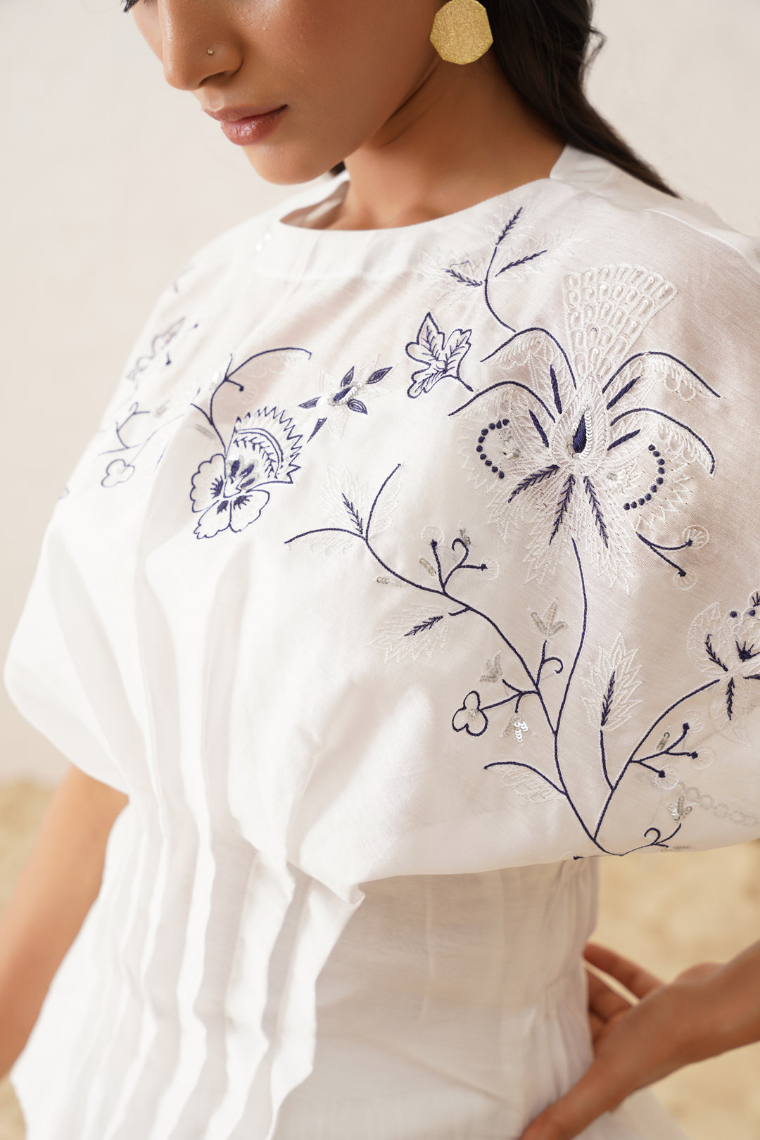 Hand Embroidered Chanderi Co-ord Set