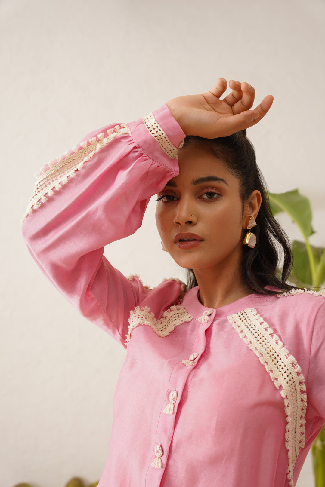 Laced statement sleeve shirt