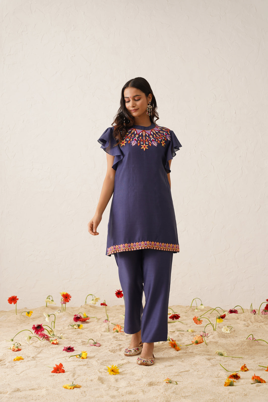 Blue Multi coloured Kurta Set