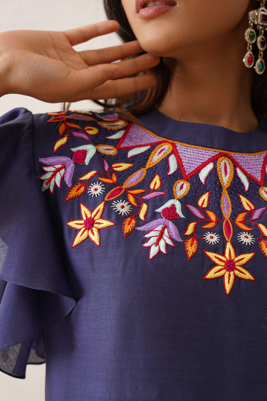 Blue Multi coloured Kurta Set