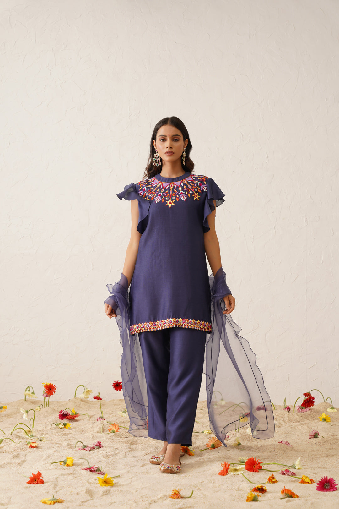 Blue Multi coloured Kurta Set