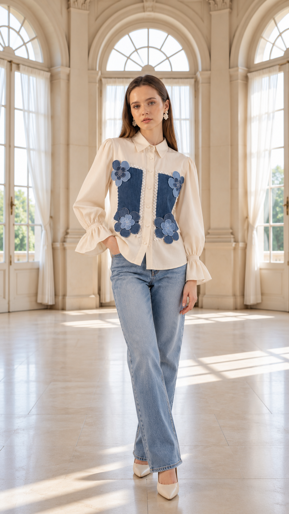 The Bluebell Floral Appliqué Shirt