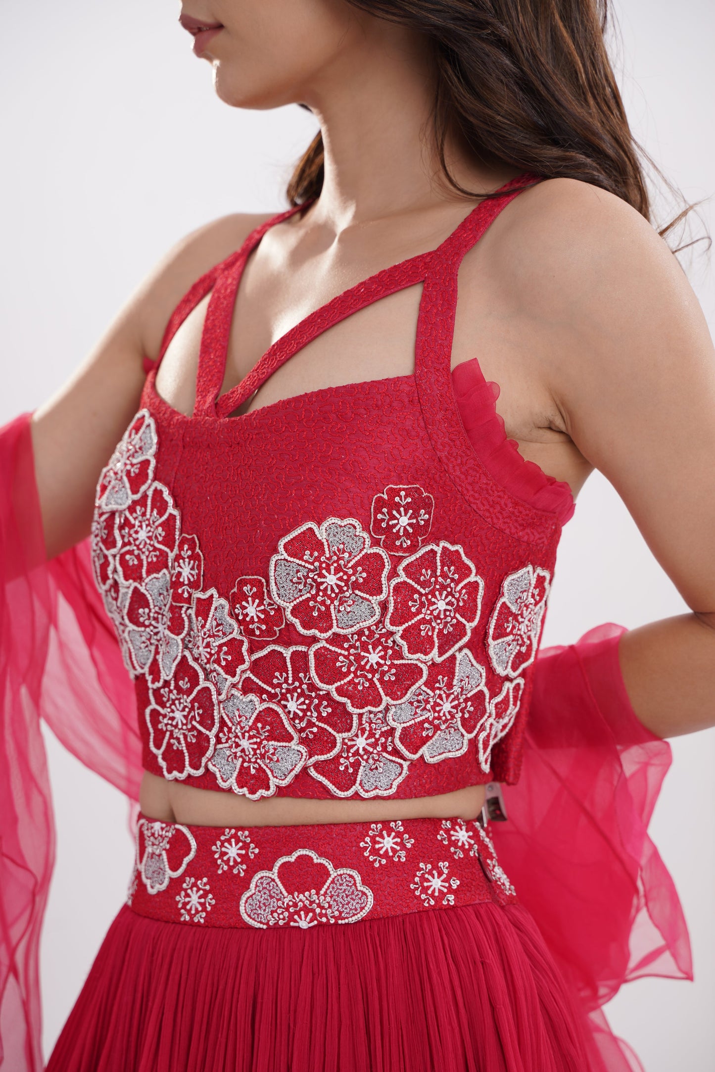 Flower Hand Embroidered Lehenga