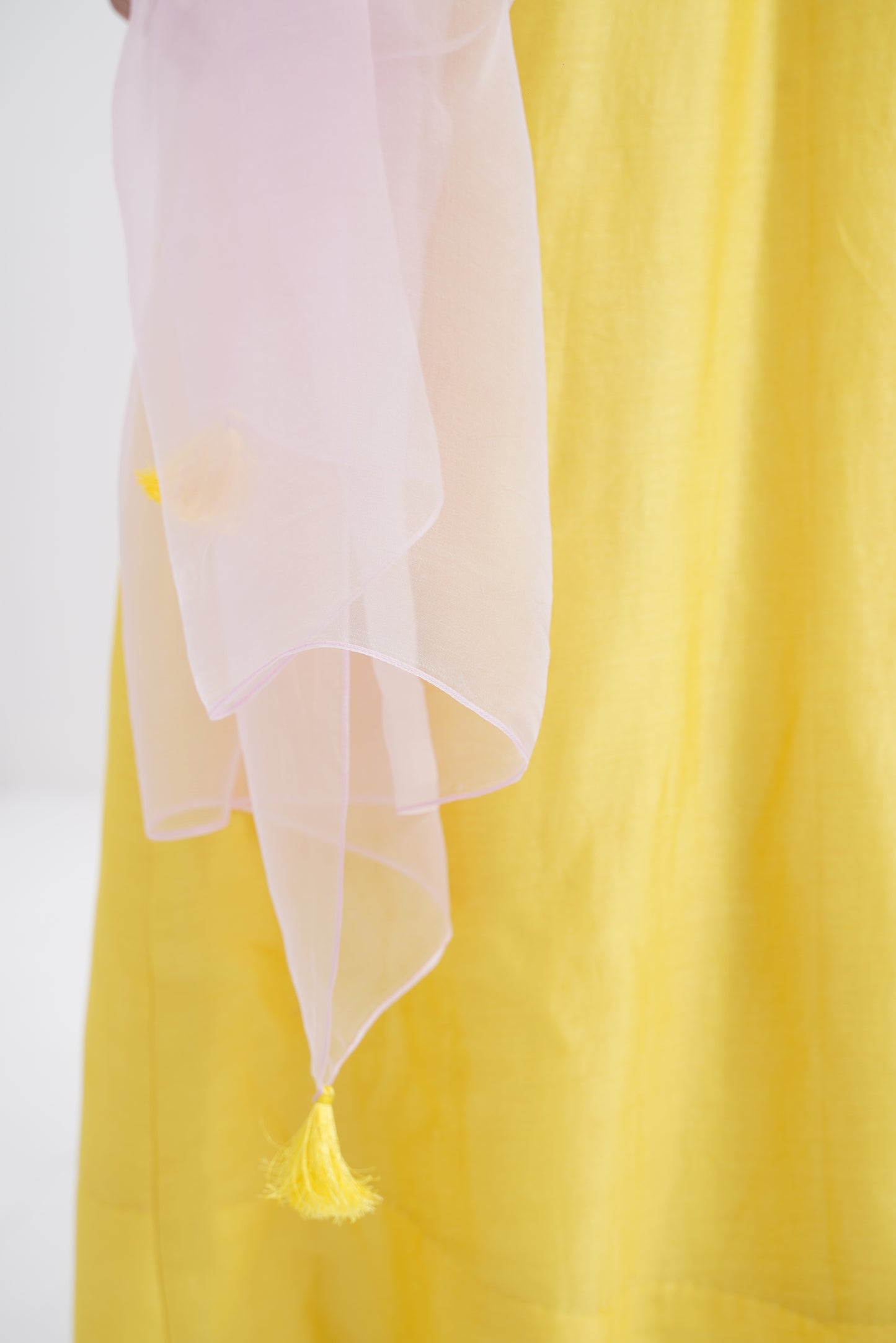 Lemon yellow Chanderi Embroidered kurta Set