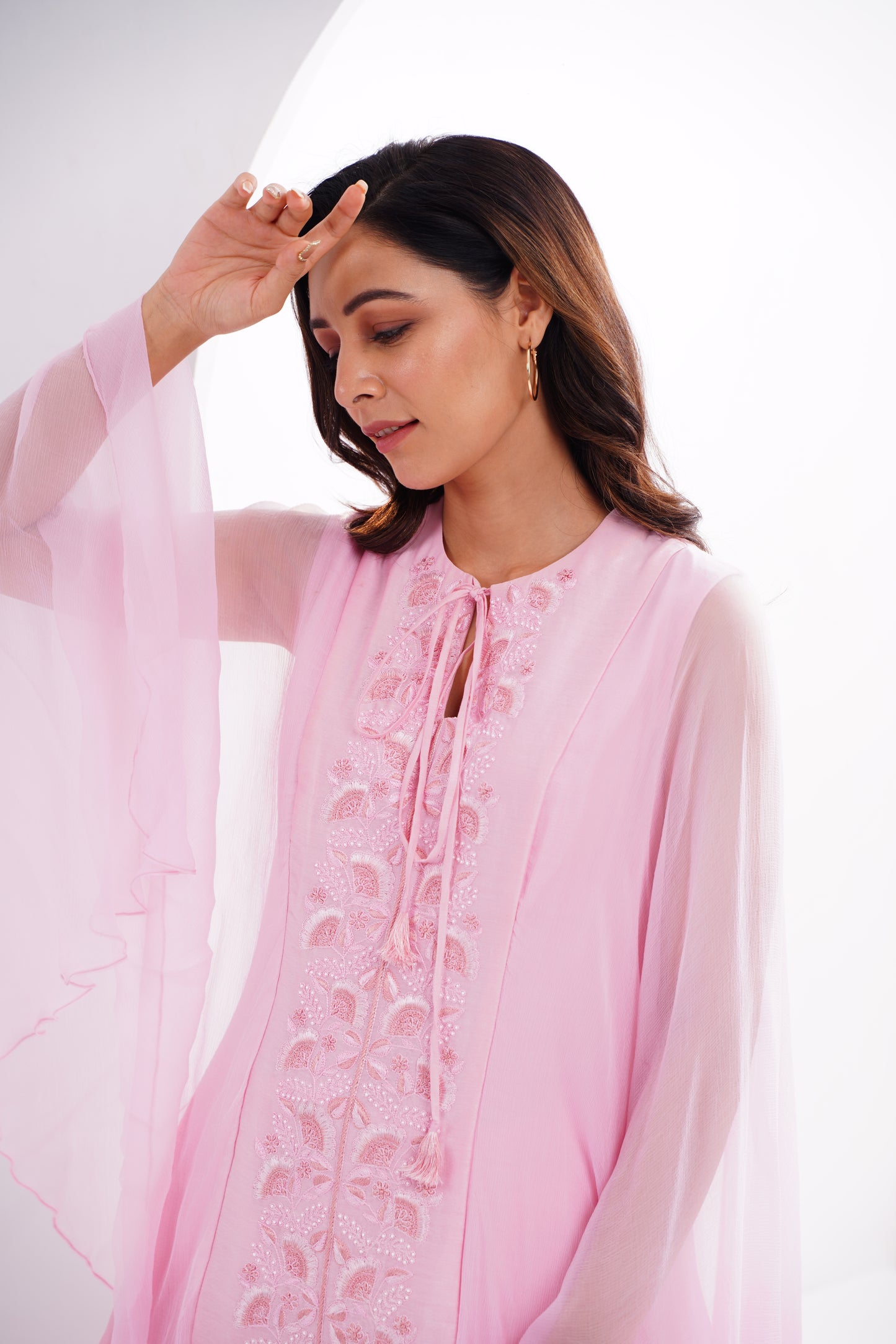 Pink Embroidered Fusion Set