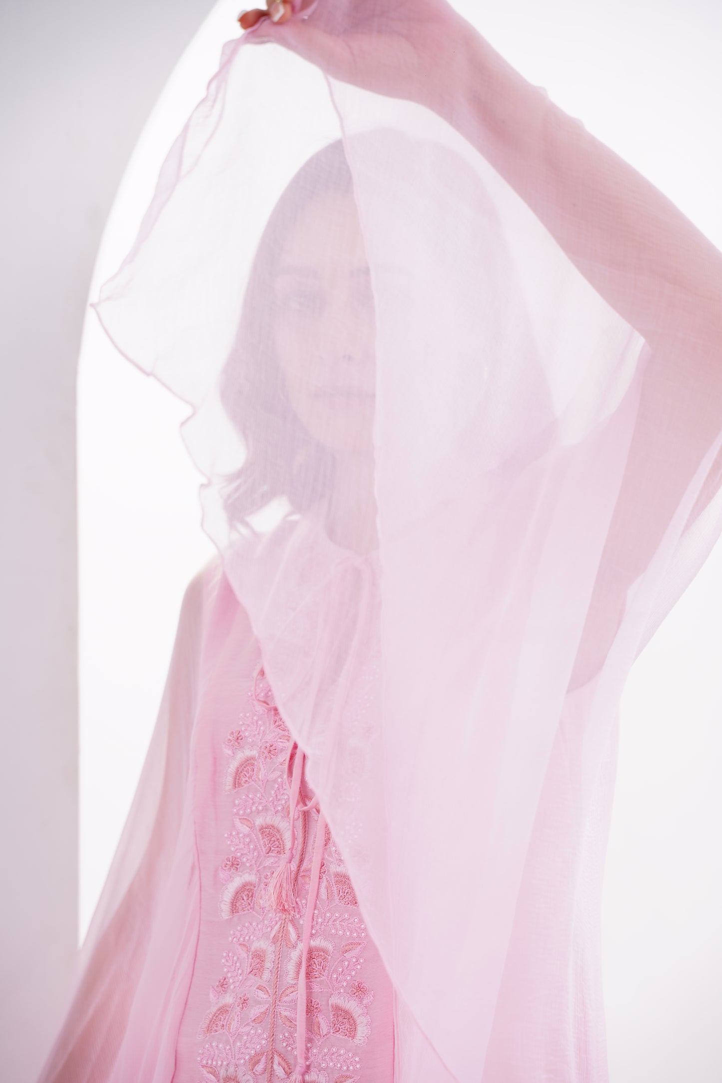 Pink Embroidered Fusion Set