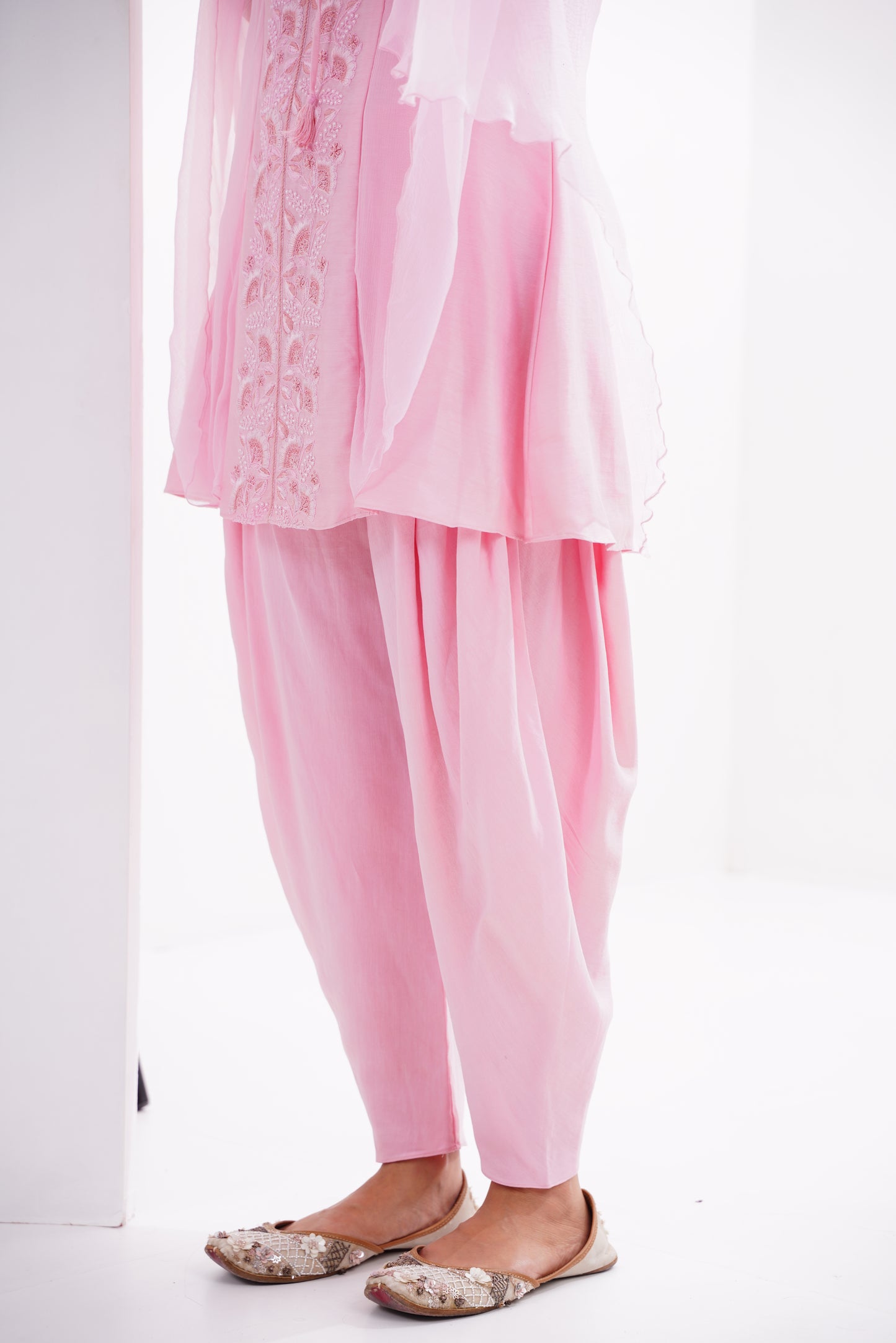 Pink Embroidered Fusion Set