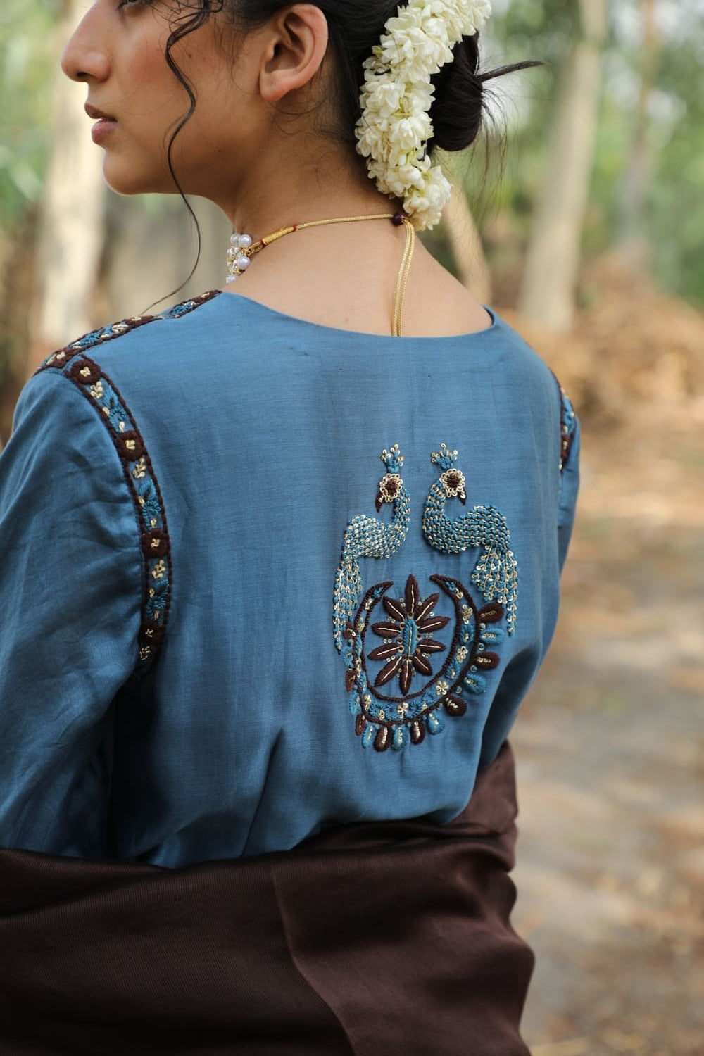 Peacock Blue Embroidered Kurta Set