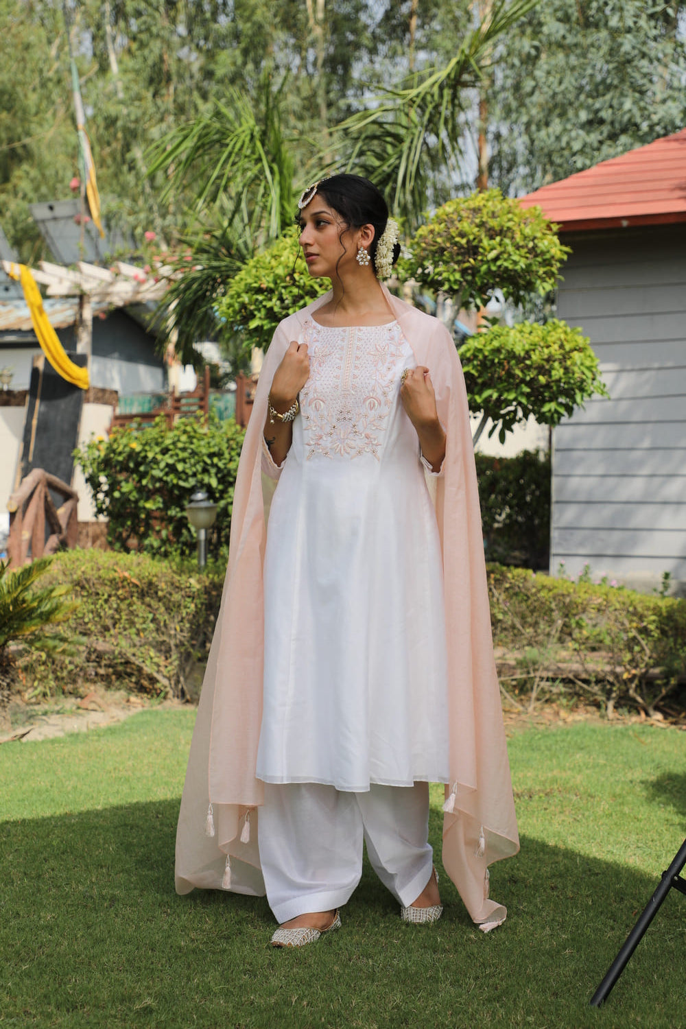 Lotus Flower Embroidered Kurta Set