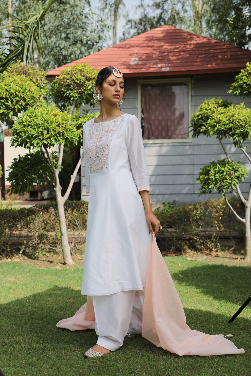 Lotus Flower Embroidered Kurta Set