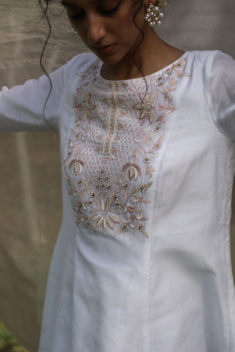 Lotus Flower Embroidered Kurta Set