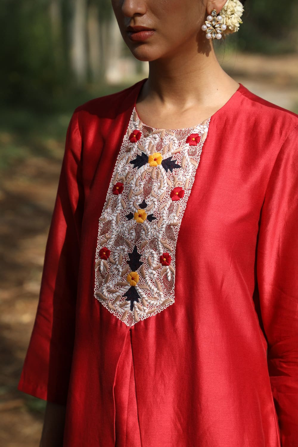 Double Layer Hand Embroidered Kurta Set