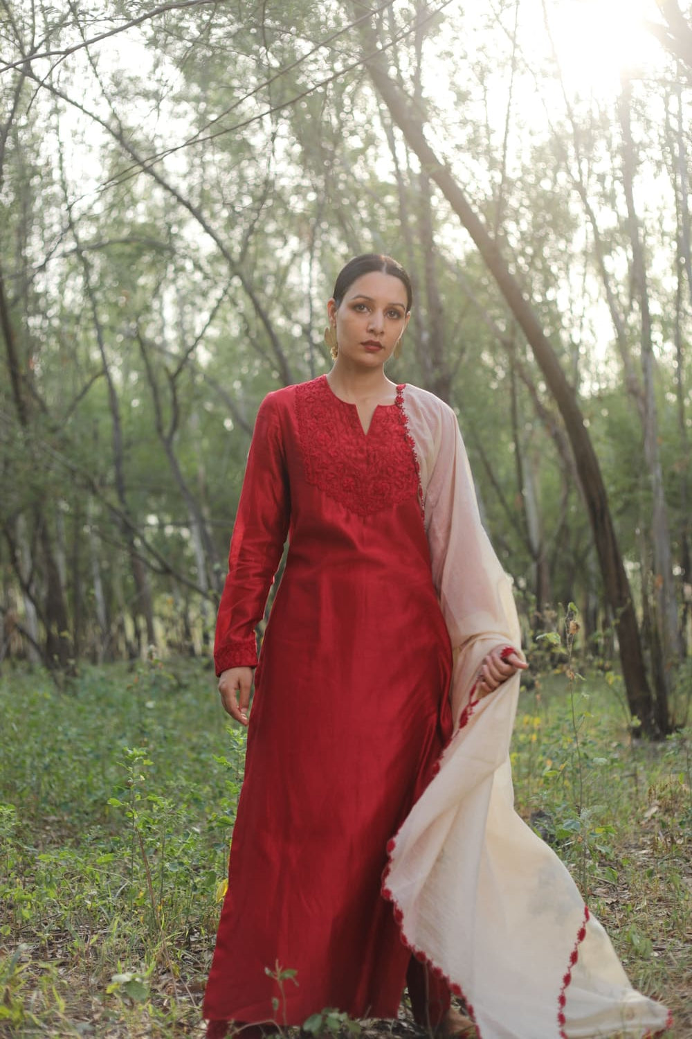 Tone on Tone Embroidered Kurta Set