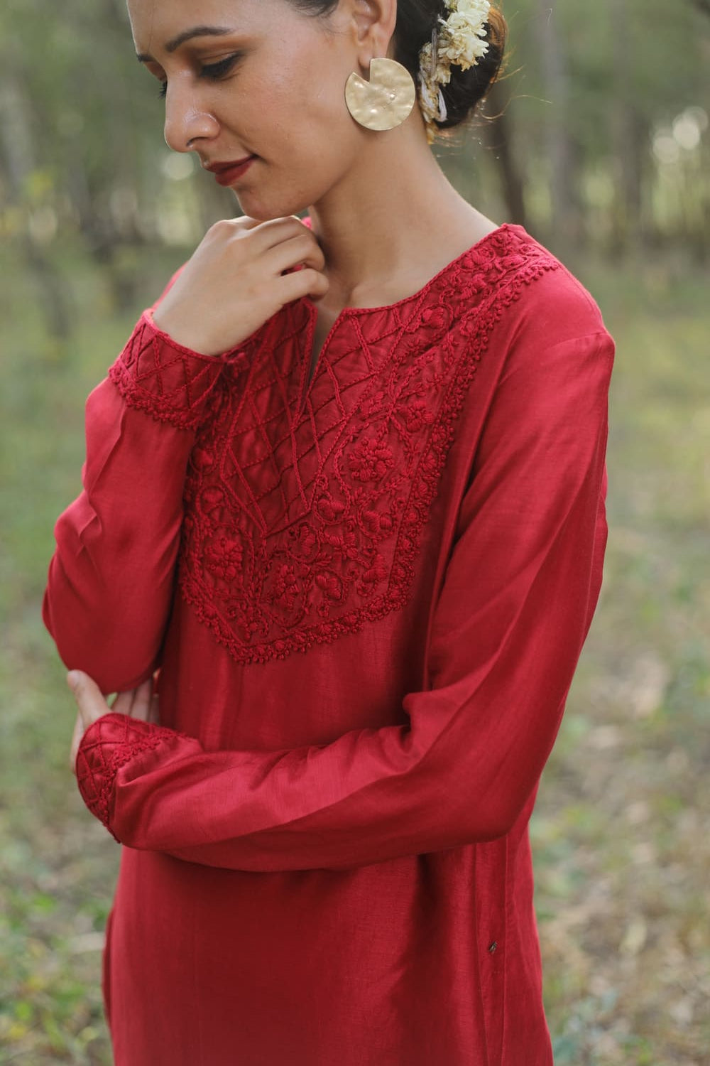 Tone on Tone Embroidered Kurta Set