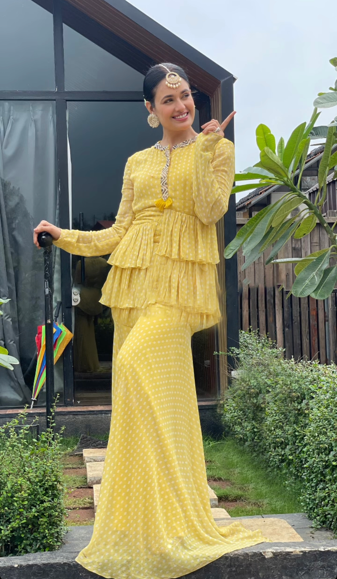 Asymmetrical Hi-Low Sharara Set