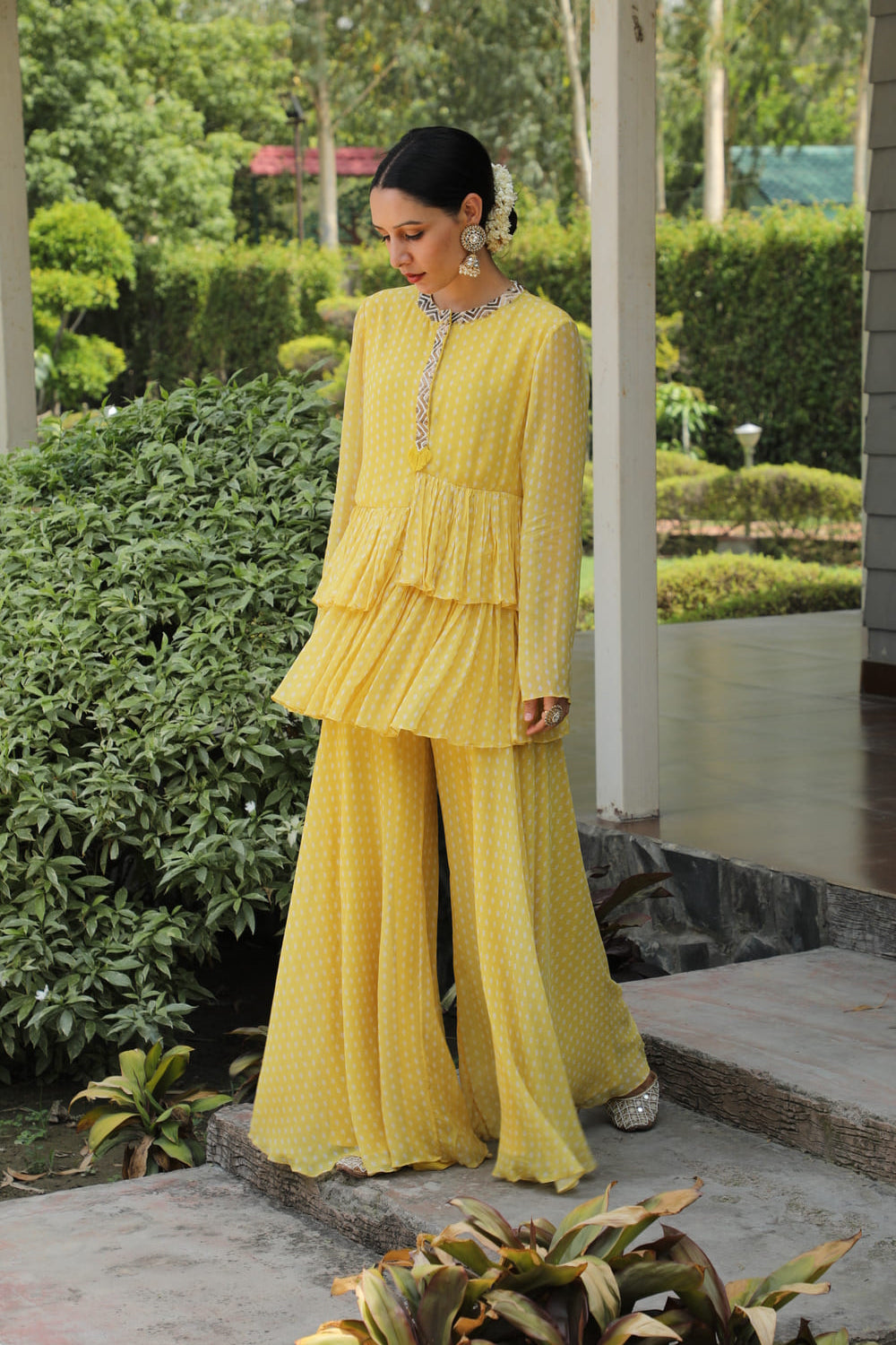 Asymmetrical Hi-Low Sharara Set