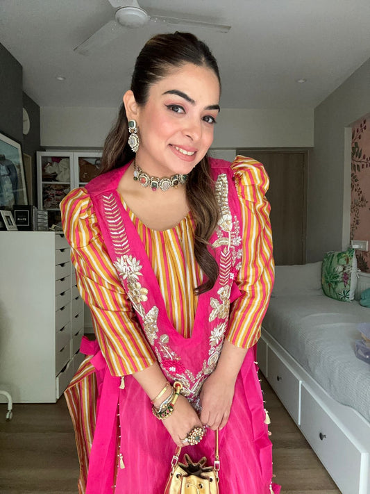 Gurleen Gambhir in our Rang Rani Fuscia Set