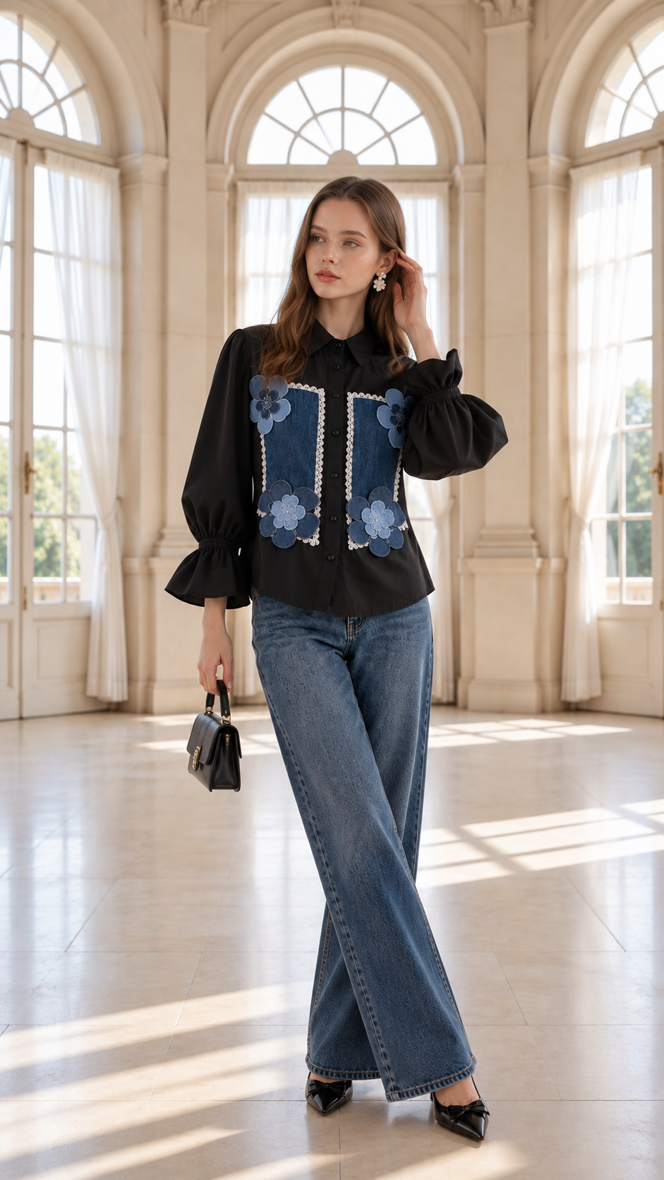 The Bluebell Floral Appliqué Shirt