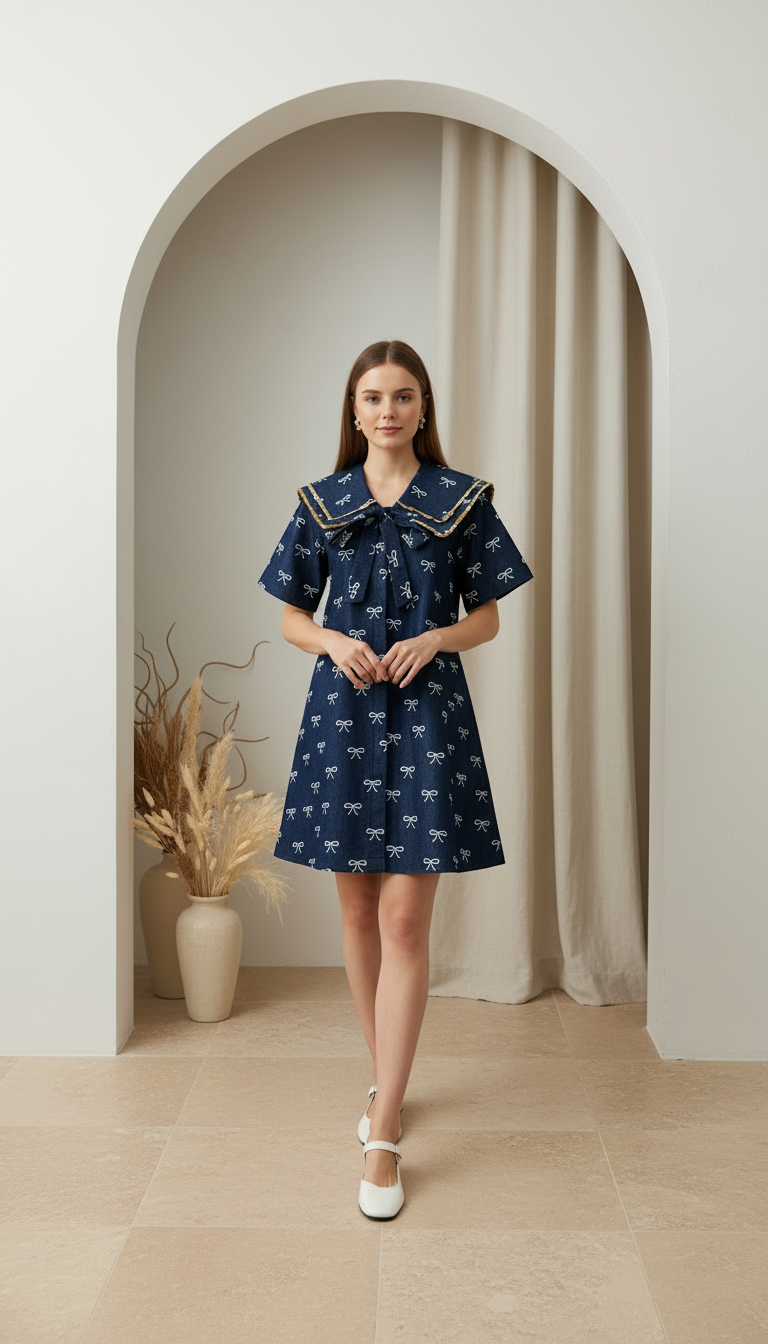 Bow Denim Dress