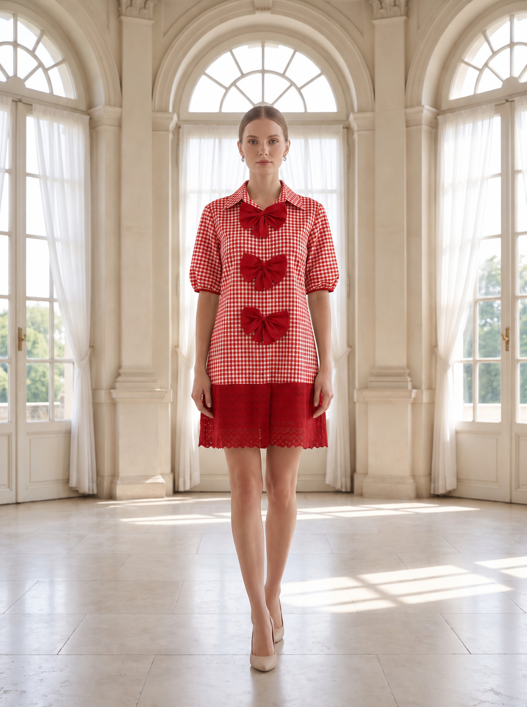 The Bow Belle Gingham Shirt Dress