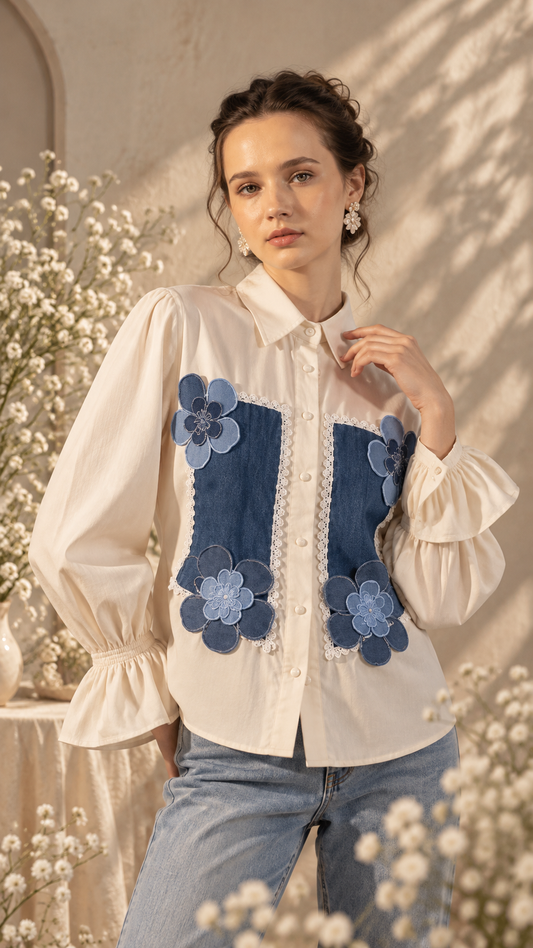 The Bluebell Floral Appliqué Shirt