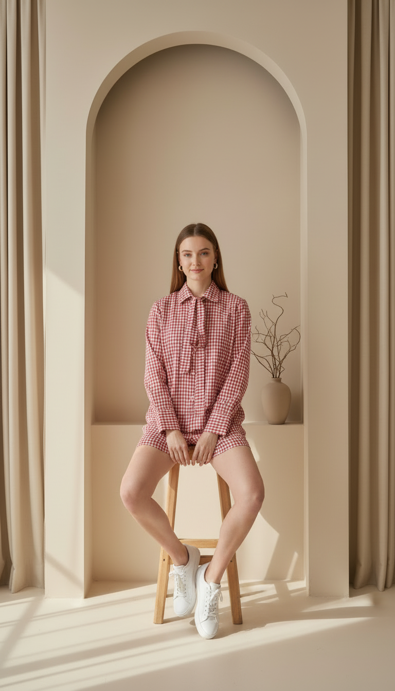 Checks statement sleeve Co-ord Set