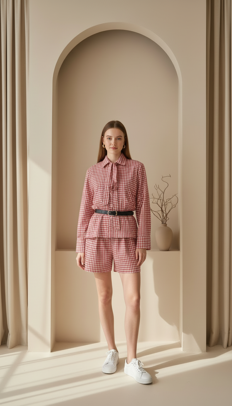 Checks statement sleeve Co-ord Set