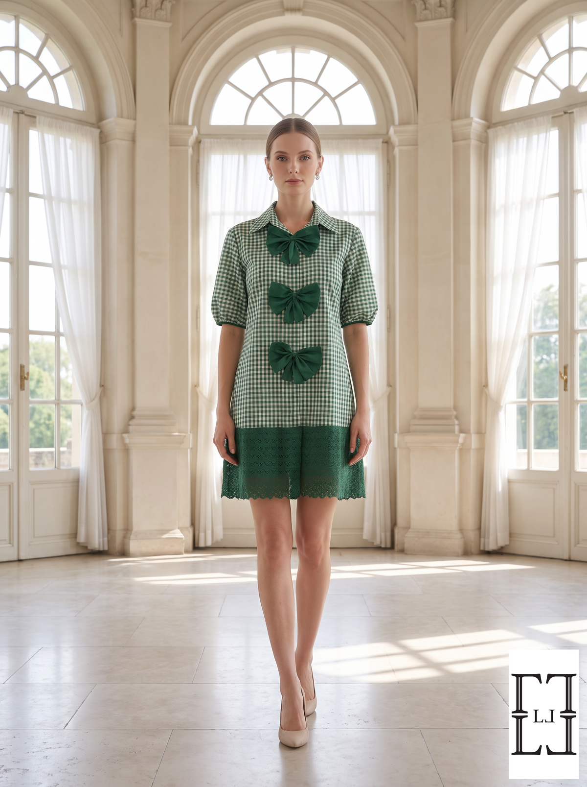 The Bow Belle Gingham Shirt Dress