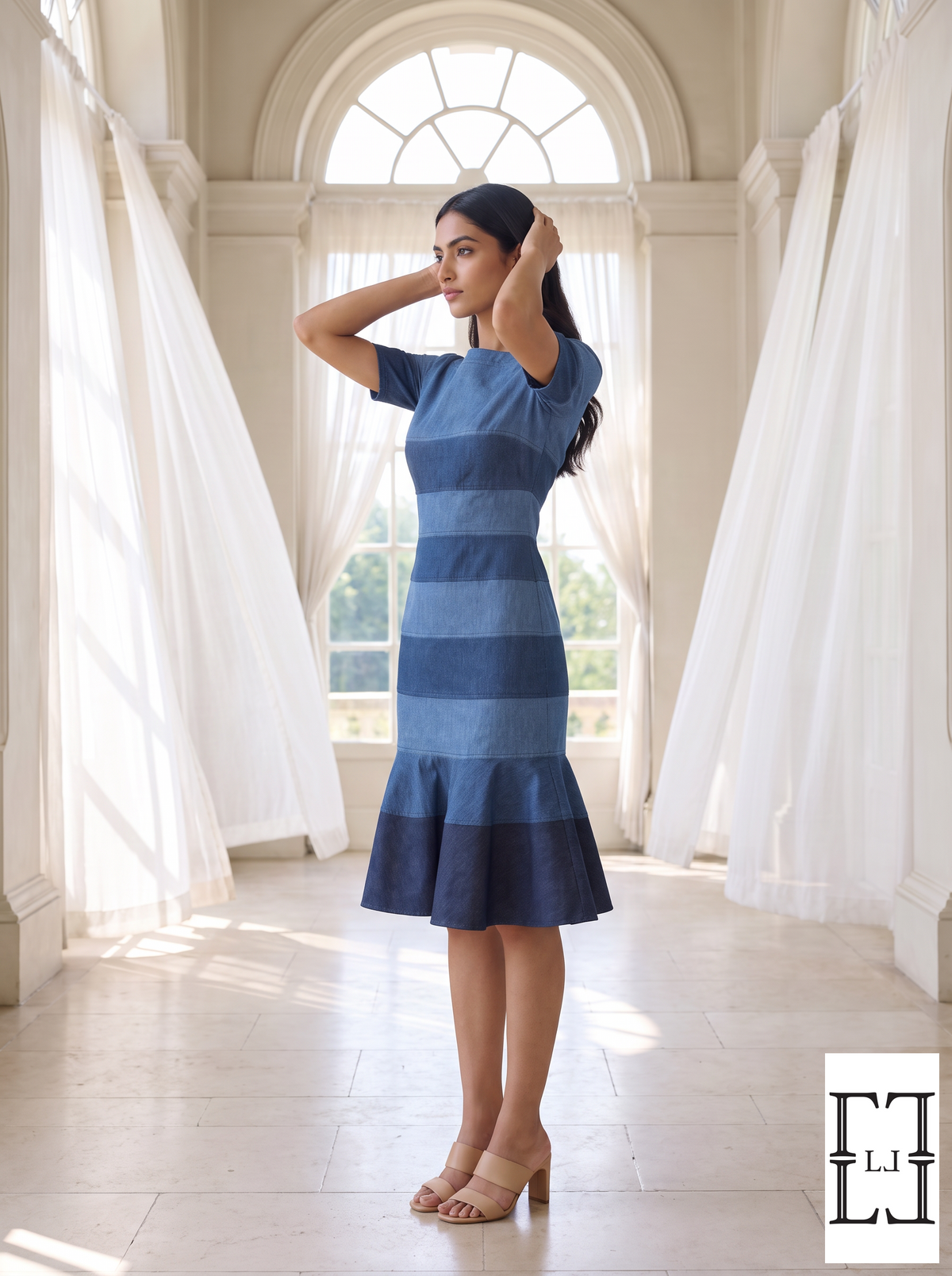Indigo Waves Denim Dress