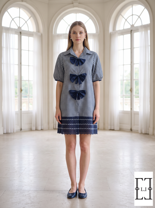 The Bow Belle Gingham Shirt Dress