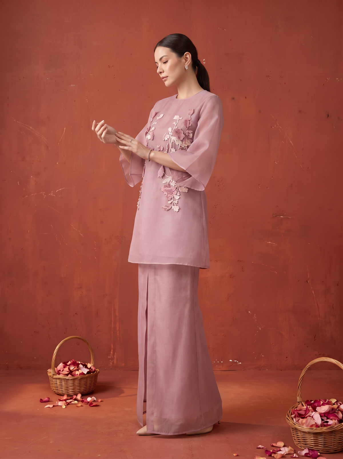 Rosewood Bloom Embroidered Co-ord Set