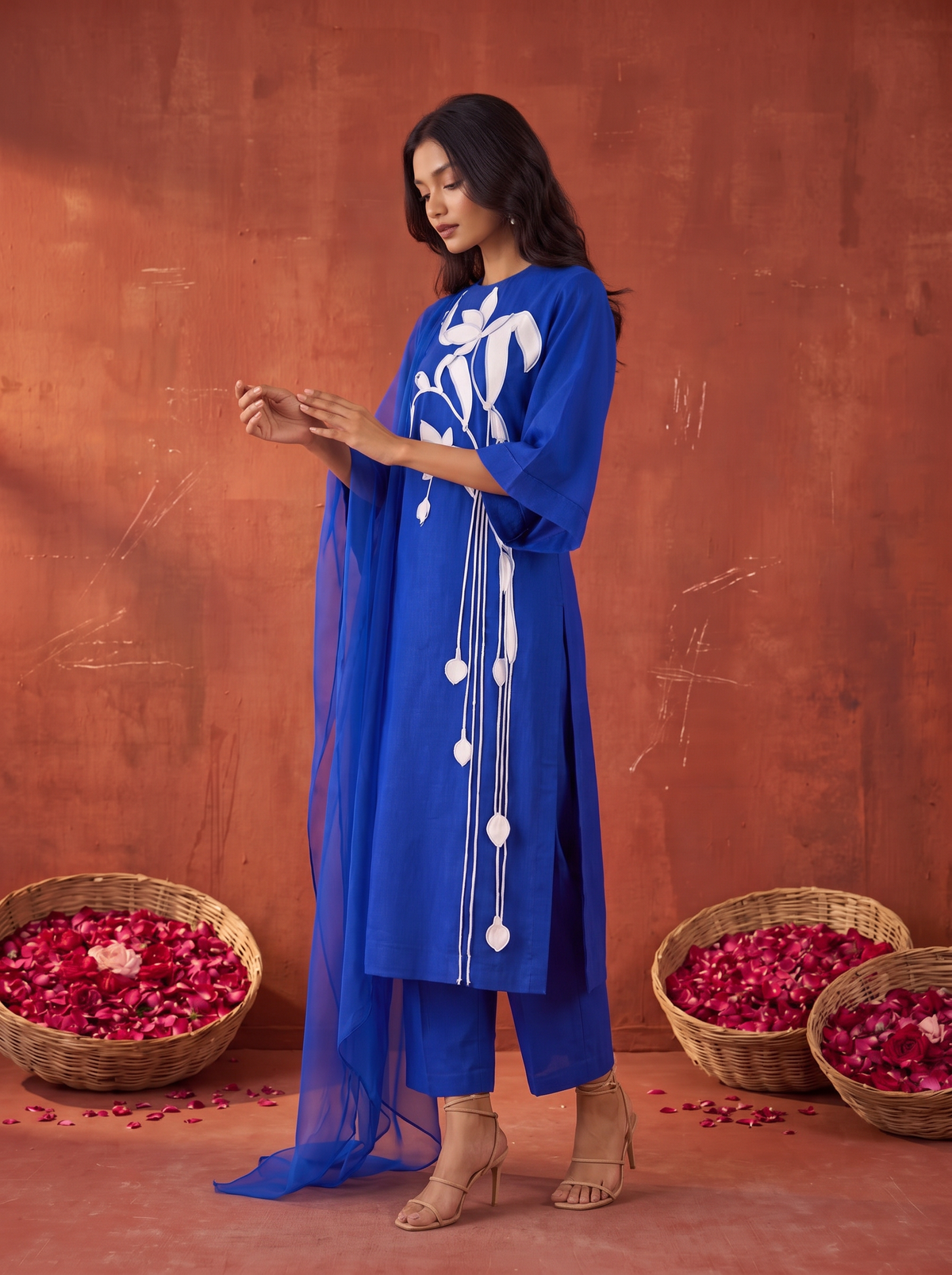 Ivory Petals Embroidered Suit Set