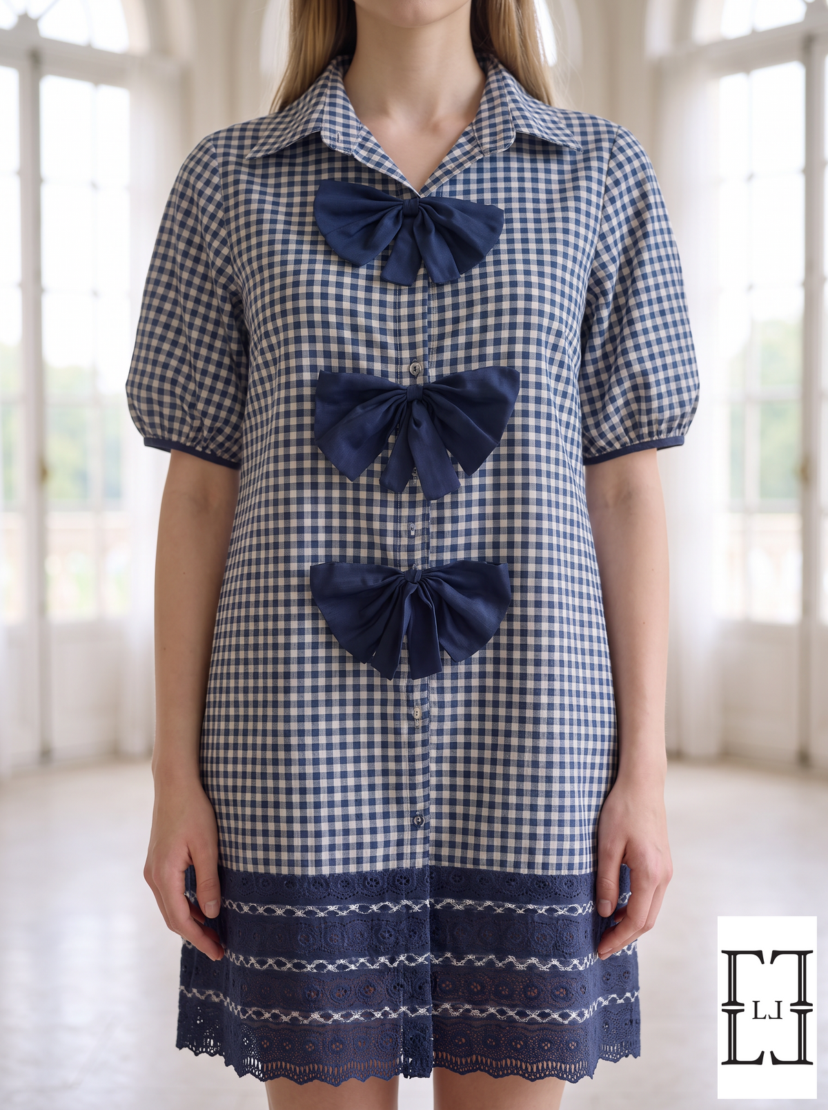 The Bow Belle Gingham Shirt Dress
