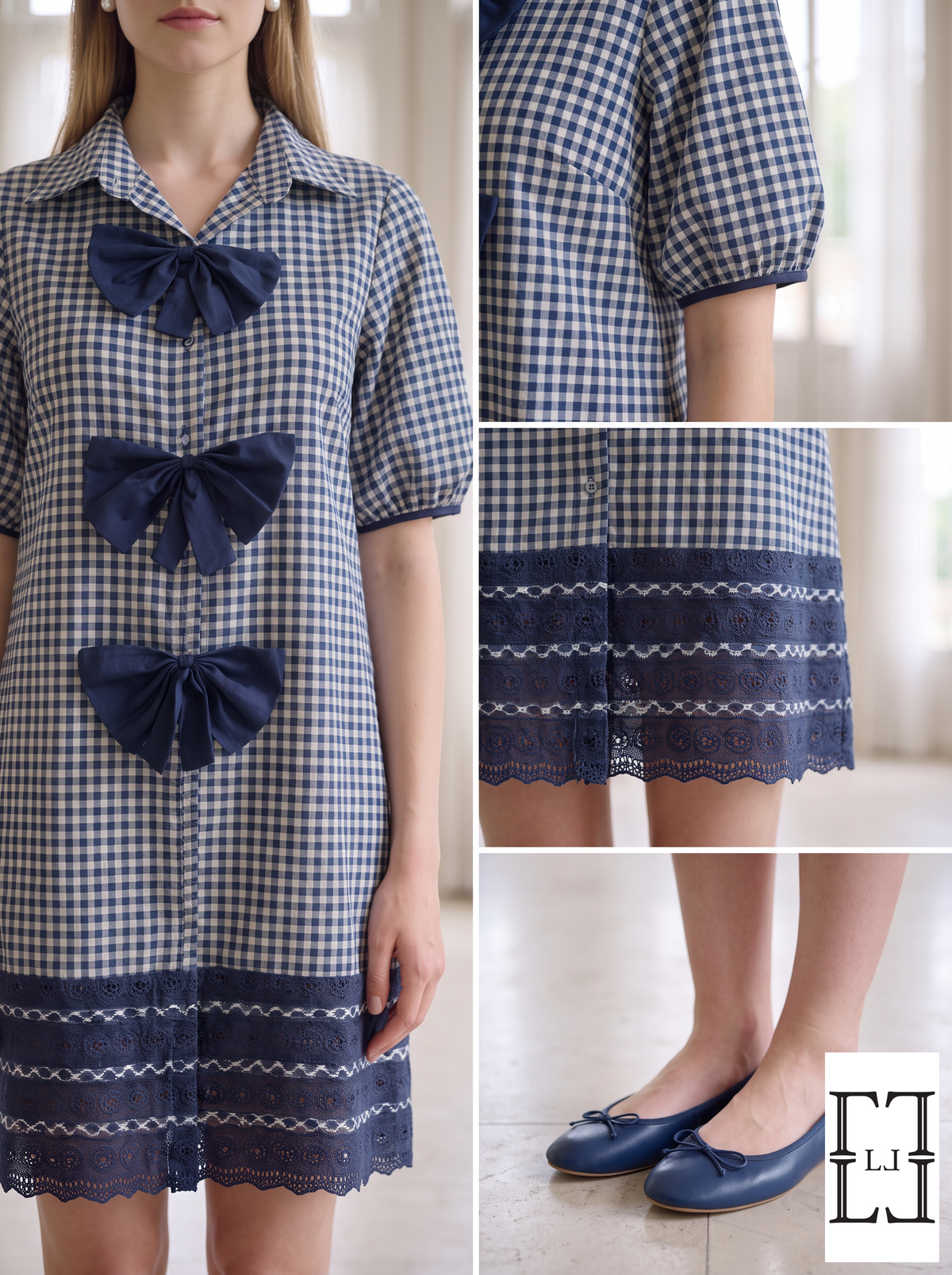 The Bow Belle Gingham Shirt Dress