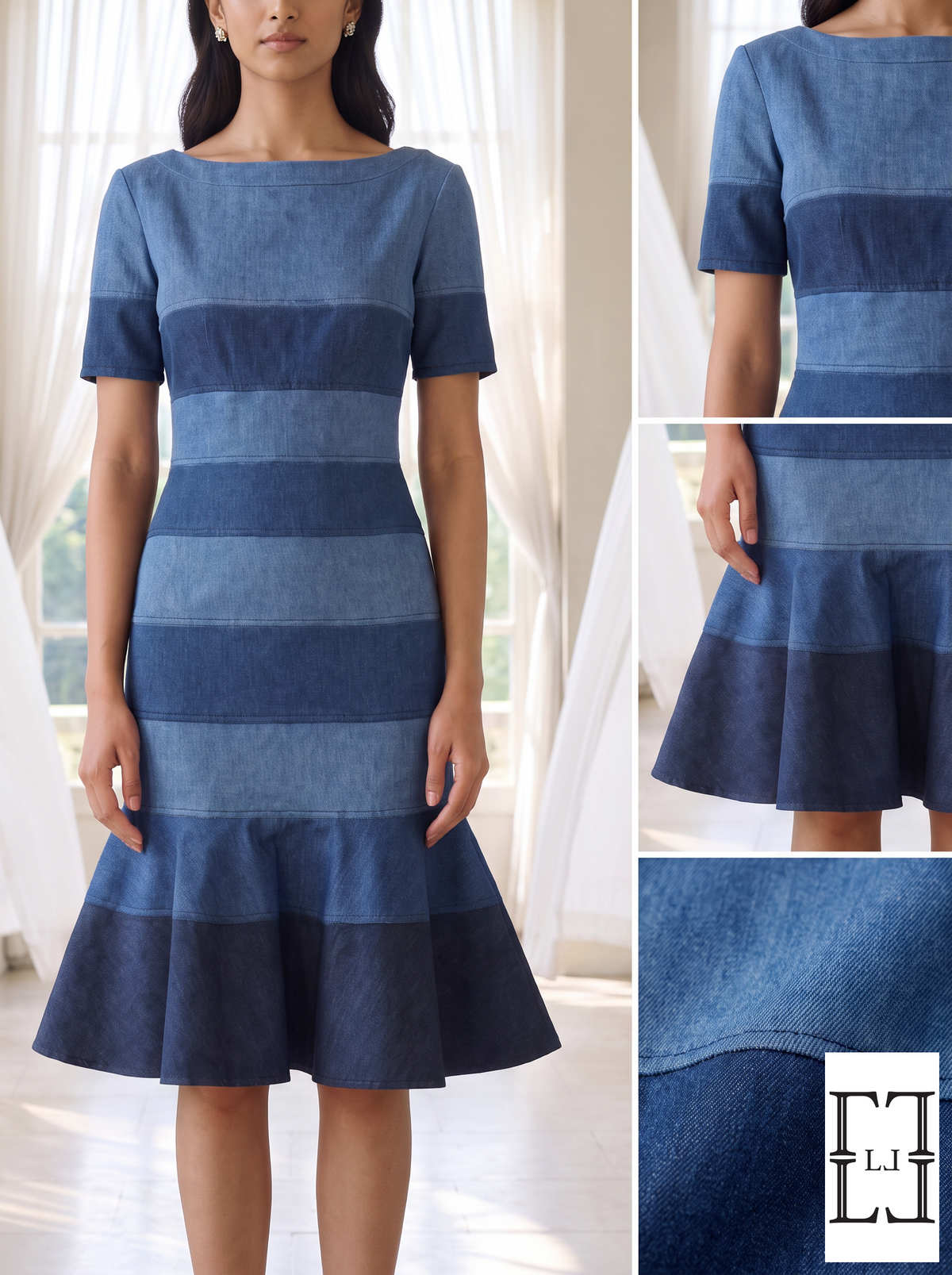 Indigo Waves Denim Dress