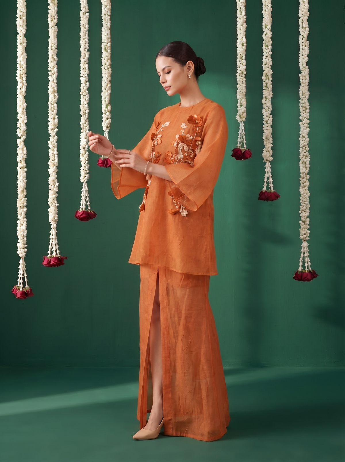 Rosewood Bloom Embroidered Co-ord Set