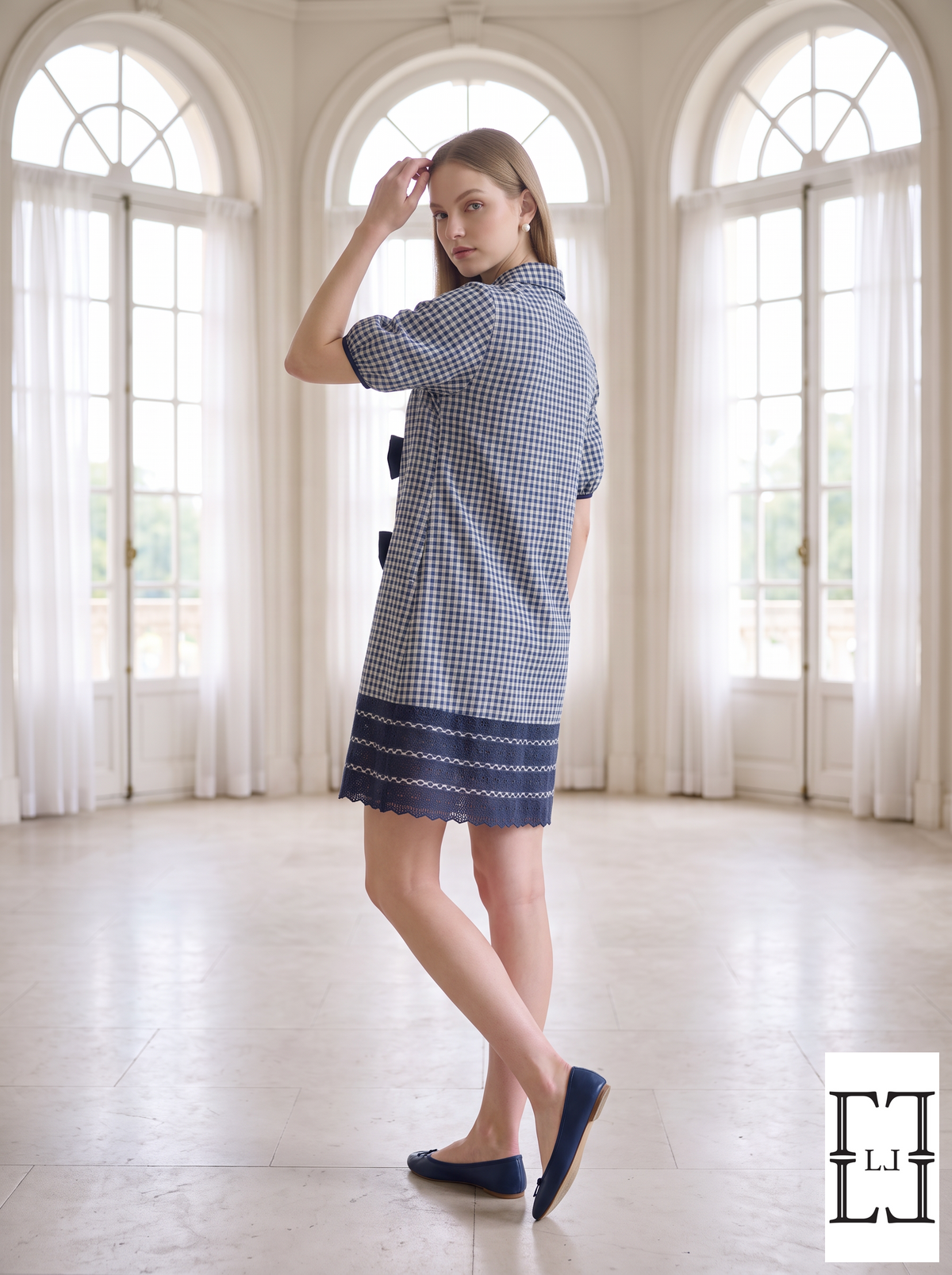The Bow Belle Gingham Shirt Dress
