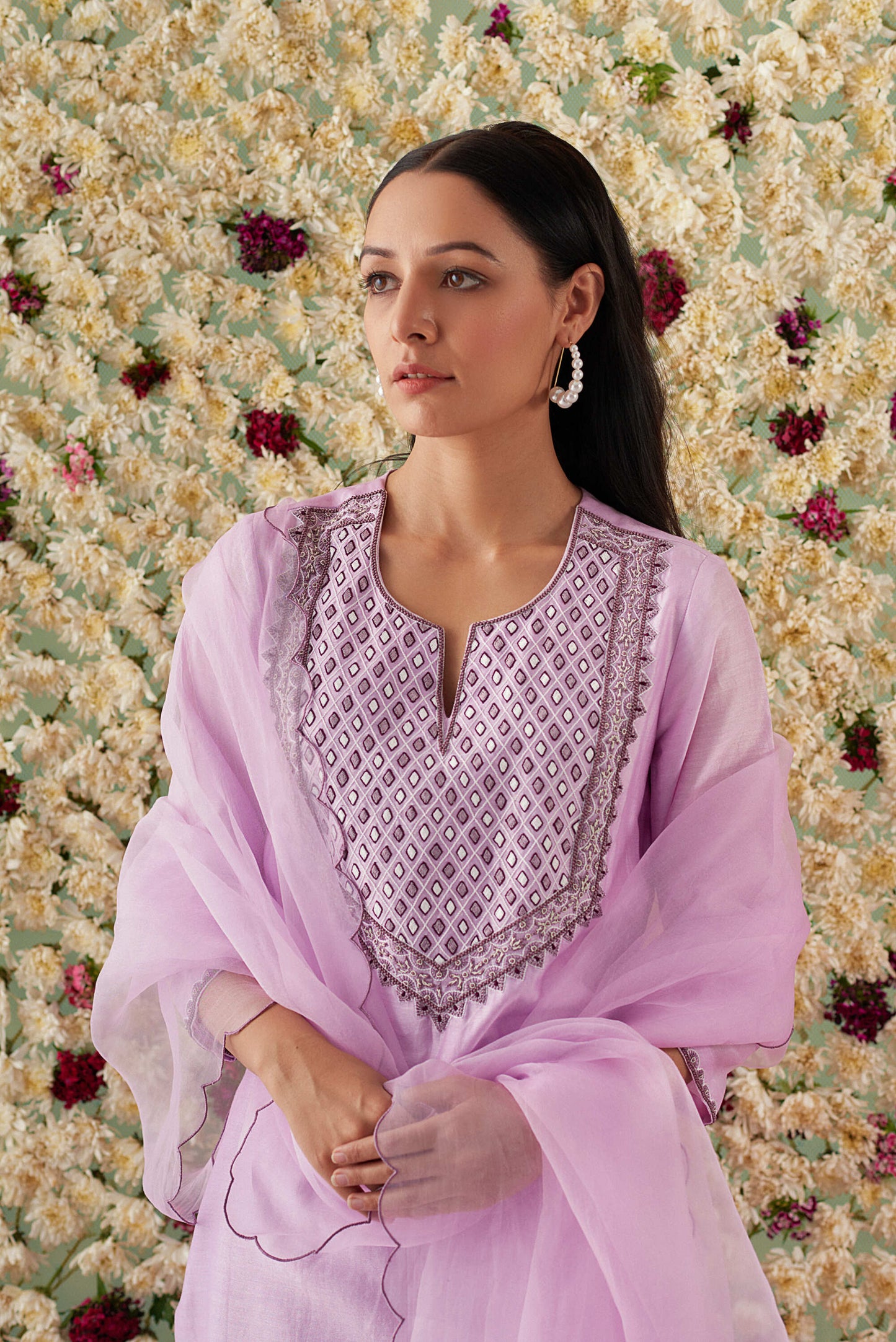 Silk Chanderi Yoke Kurta Set